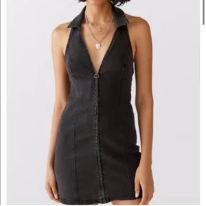 UO Caro Denim Zip Front Mini Dress